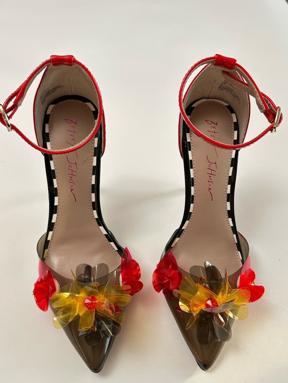 Betsey Johnson Savvie Y2K 3D Floral Jelly PVC Stiletto Heels/whimsical heels